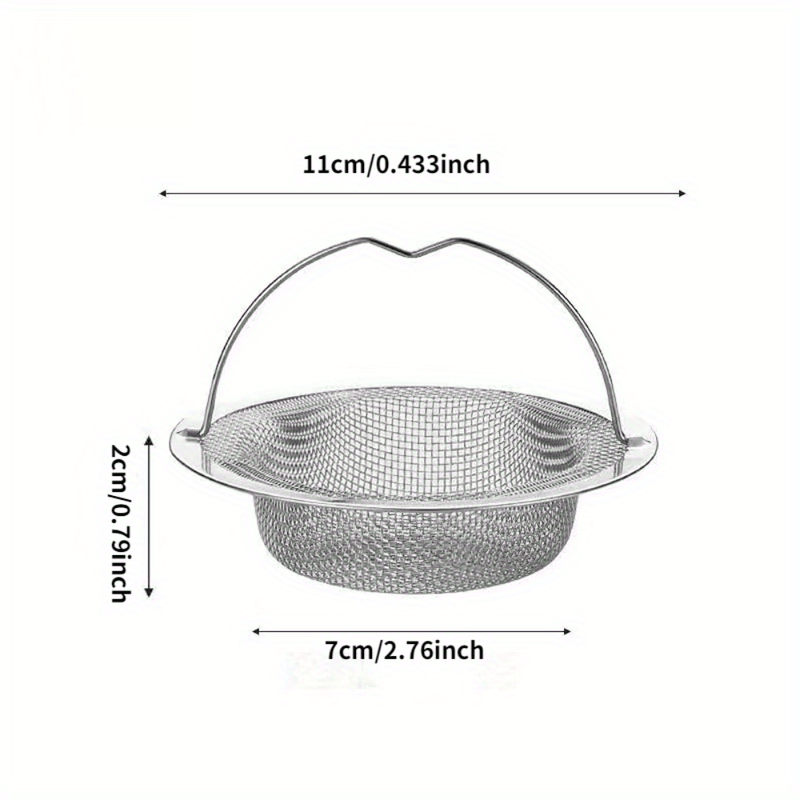 Stainless Steel Kitchen Sink Strainer with Handle - Modern Round, Anti-Clog Mesh Filter for Bathroom & Kitchen Sinks, No Power Needed, Bathroom Sink Filter|Sleek Metal Finish|Stainless Steel Mesh