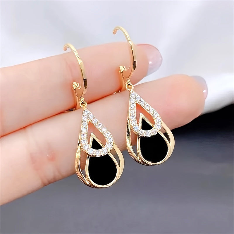 Fashionable New Creativity Simple Hollow Water Droplet Earrings Party Commemorative Gifts Versatile Jewelry For Family And Friends Exquisite Christmas And Birthday Gifts