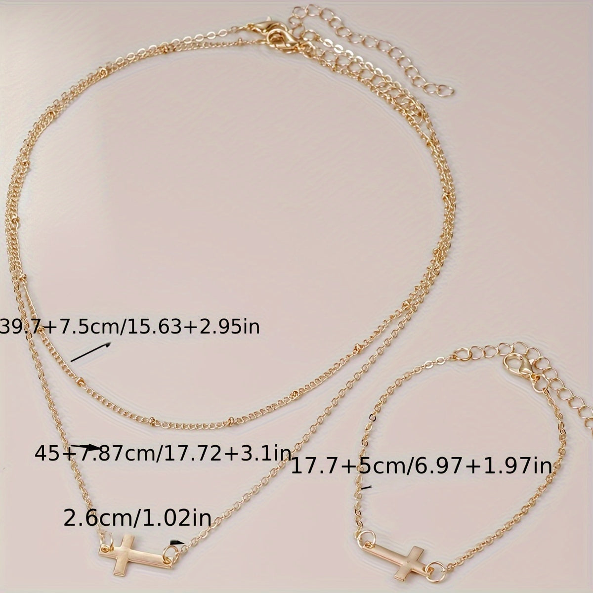 3pcs/set Simple Cross Necklace Bracelet for Women, Holiday Party Date, Gift for Best Friend, Classmate, Christmas, Valentine's Day, Daily Matching