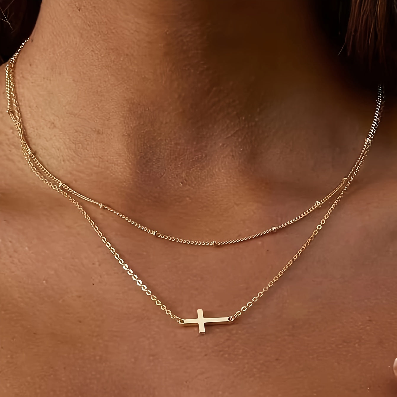 3pcs/set Simple Cross Necklace Bracelet for Women, Holiday Party Date, Gift for Best Friend, Classmate, Christmas, Valentine's Day, Daily Matching