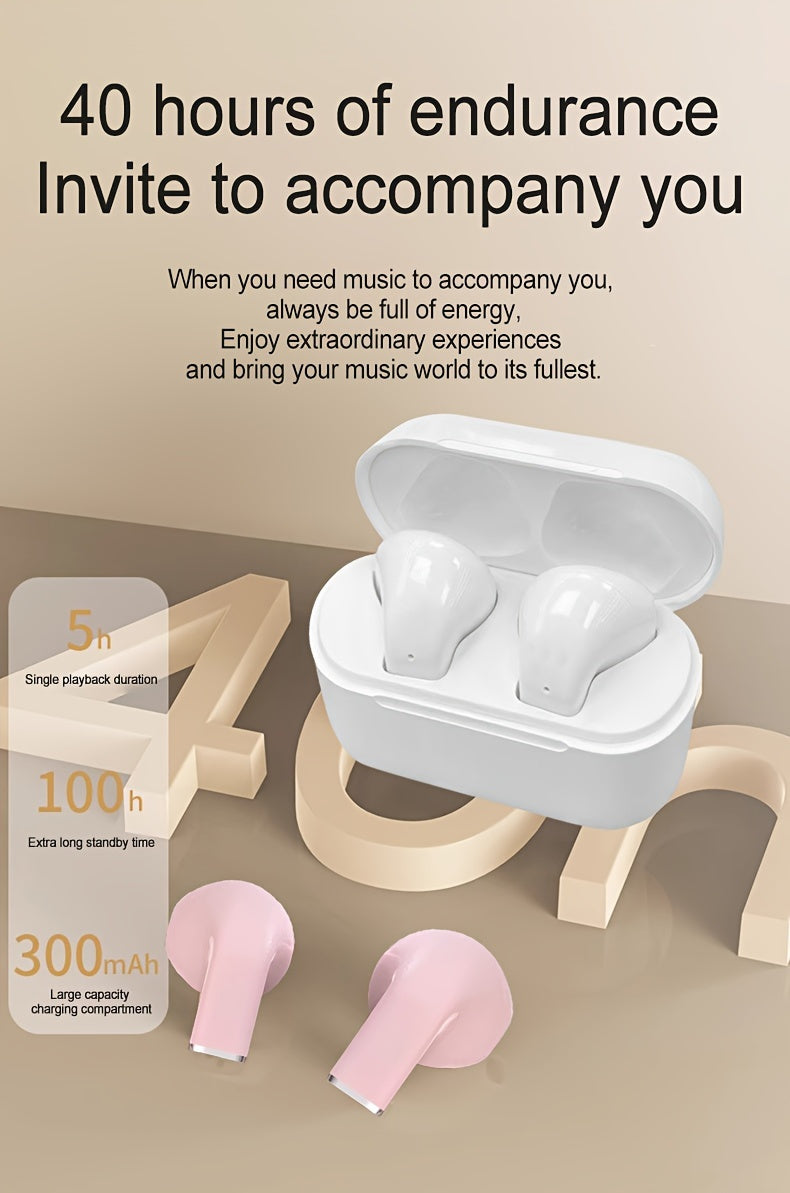 2024 True Wireless Earbuds 5.3 TWS HiFi 9D Stereo HD Smart Mini ականջակալներ - կոնդենսատոր խոսափող, հպման կառավարում, անիմե/մուլտֆիլմի ձևավորում - թեթև պլաստիկ կիսաբաց ականջակալ սովորական օգտագործման համար, մաքուր զանգեր, սպորտ - Համատեղելի է