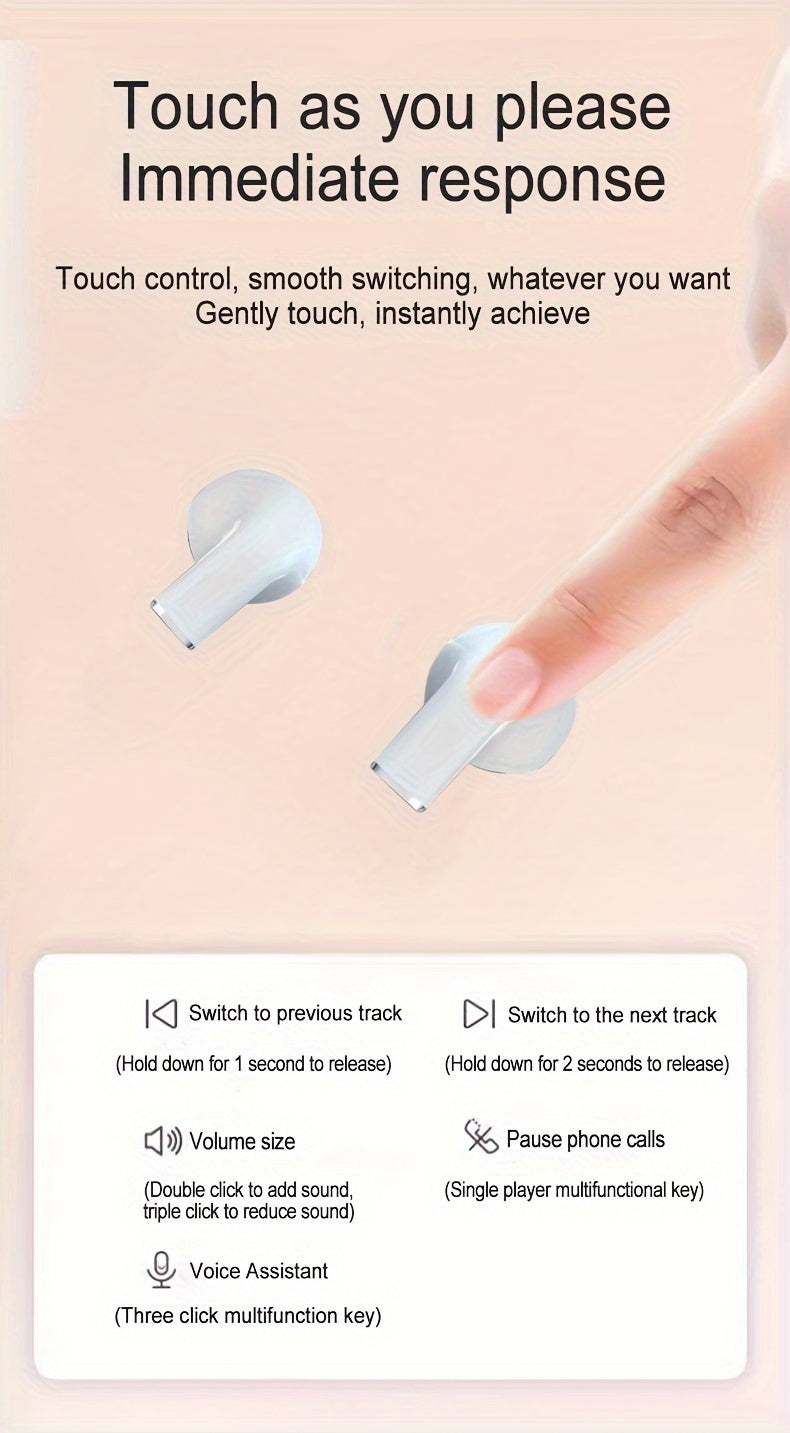 2024 True Wireless Earbuds 5.3 TWS HiFi 9D Stereo HD Smart Mini ականջակալներ - կոնդենսատոր խոսափող, հպման կառավարում, անիմե/մուլտֆիլմի ձևավորում - թեթև պլաստիկ կիսաբաց ականջակալ սովորական օգտագործման համար, մաքուր զանգեր, սպորտ - Համատեղելի է