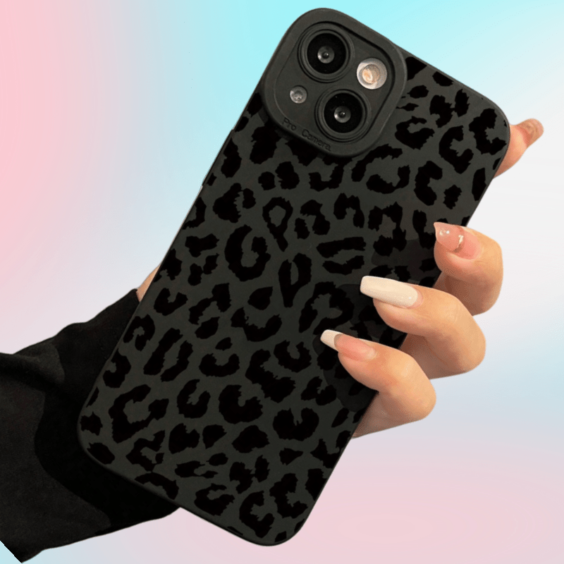 Angel Eye New Black Leopard Pattern բջջային հեռախոսի պատյան Հարմար է iPhone16 15 14 13 12 11 x xs xr xsmax 7 8 Pro Max Plus Series Full Soft Shell - Թրենդային նորաձև Leopard Element պաշտպանիչ պատյան
