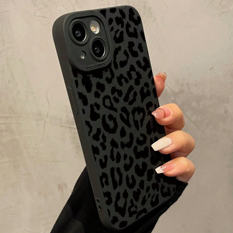 Angel Eye New Black Leopard Pattern բջջային հեռախոսի պատյան Հարմար է iPhone16 15 14 13 12 11 x xs xr xsmax 7 8 Pro Max Plus Series Full Soft Shell - Թրենդային նորաձև Leopard Element պաշտպանիչ պատյան