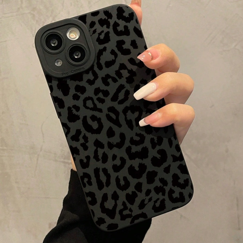 Angel Eye New Black Leopard Pattern բջջային հեռախոսի պատյան Հարմար է iPhone16 15 14 13 12 11 x xs xr xsmax 7 8 Pro Max Plus Series Full Soft Shell - Թրենդային նորաձև Leopard Element պաշտպանիչ պատյան
