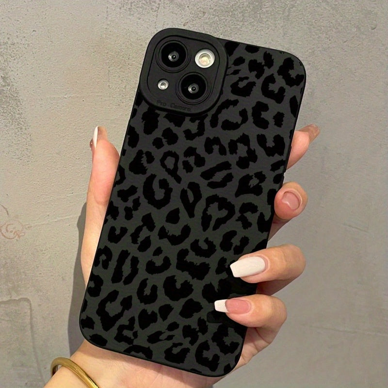 Angel Eye New Black Leopard Pattern բջջային հեռախոսի պատյան Հարմար է iPhone16 15 14 13 12 11 x xs xr xsmax 7 8 Pro Max Plus Series Full Soft Shell - Թրենդային նորաձև Leopard Element պաշտպանիչ պատյան