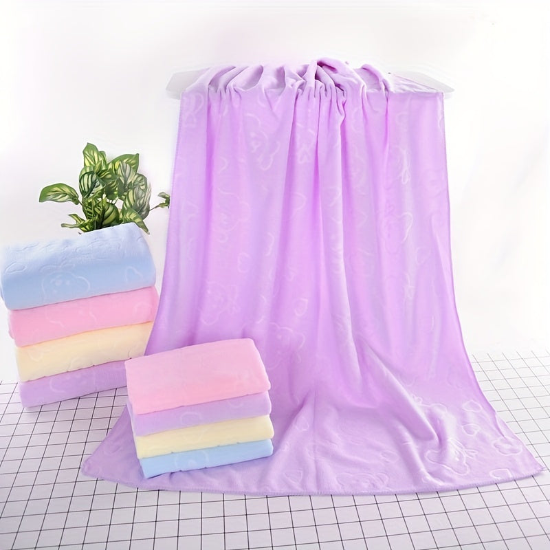 1 հատ Ultra Fine Microfiber լոգանքի սրբիչ, փափուկ և դիմացկուն, հաստացած ներծծող, արջի տպագիր, տանը և լողափում օգտագործման համար, կոմերցիոն մաքրում, տարբեր գույներ