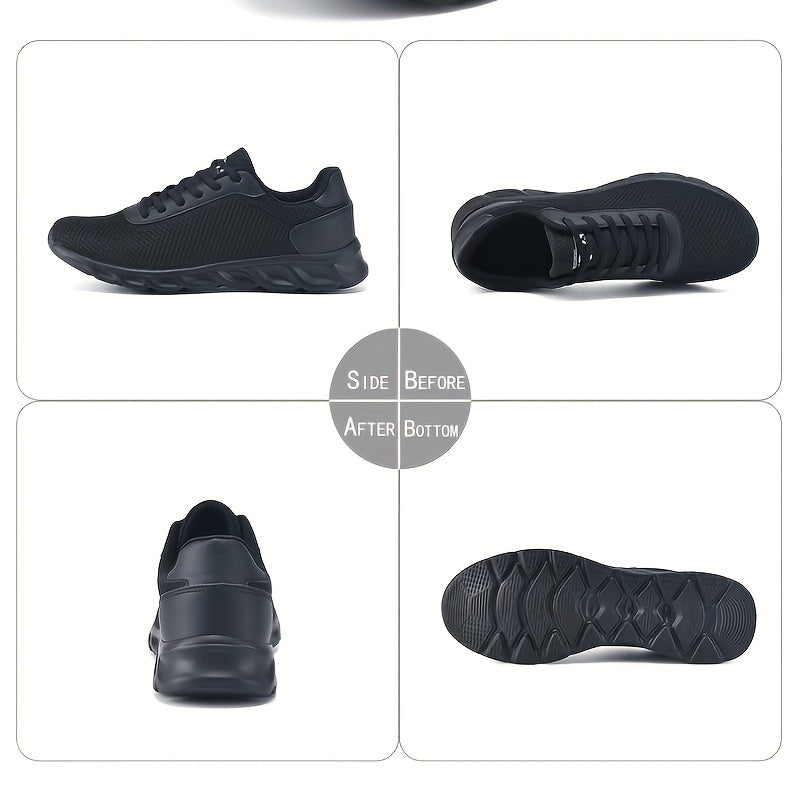Breathable Mesh Sneakers in Navy Blue with Orange Accents, Comfortable Sole Running Shoes for Spring/Summer