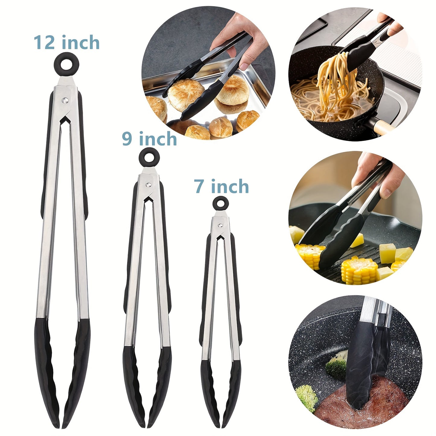 1pc of cooking clips, kitchen clips with silicone tips, locking clips, heavy duty, good grip, 7, 9, 30.48 cm, black grill toppers