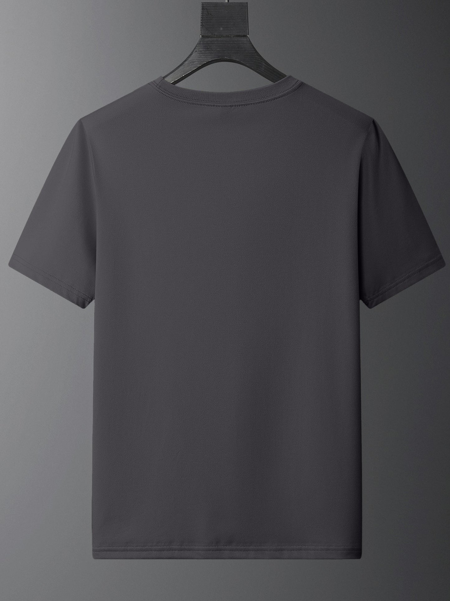 Men'S Casual Crew Neck T-Shirt with "Never Give Up" Print, Polyester Knit Fabric, Slight Stretch, Regular Fit, Summer Short Sleeve Tee for Daily Wear