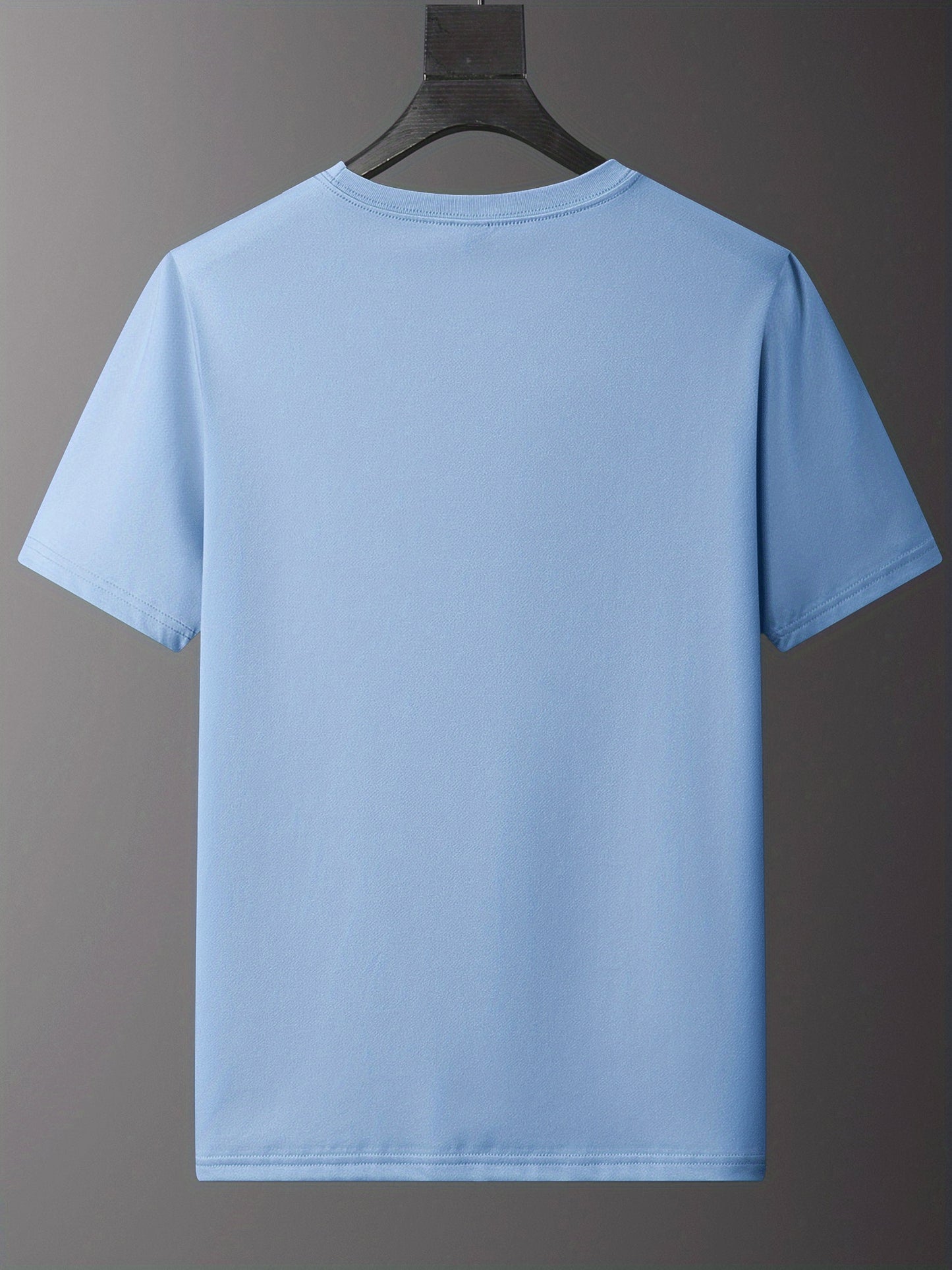 Men'S Casual Crew Neck T-Shirt with "Never Give Up" Print, Polyester Knit Fabric, Slight Stretch, Regular Fit, Summer Short Sleeve Tee for Daily Wear