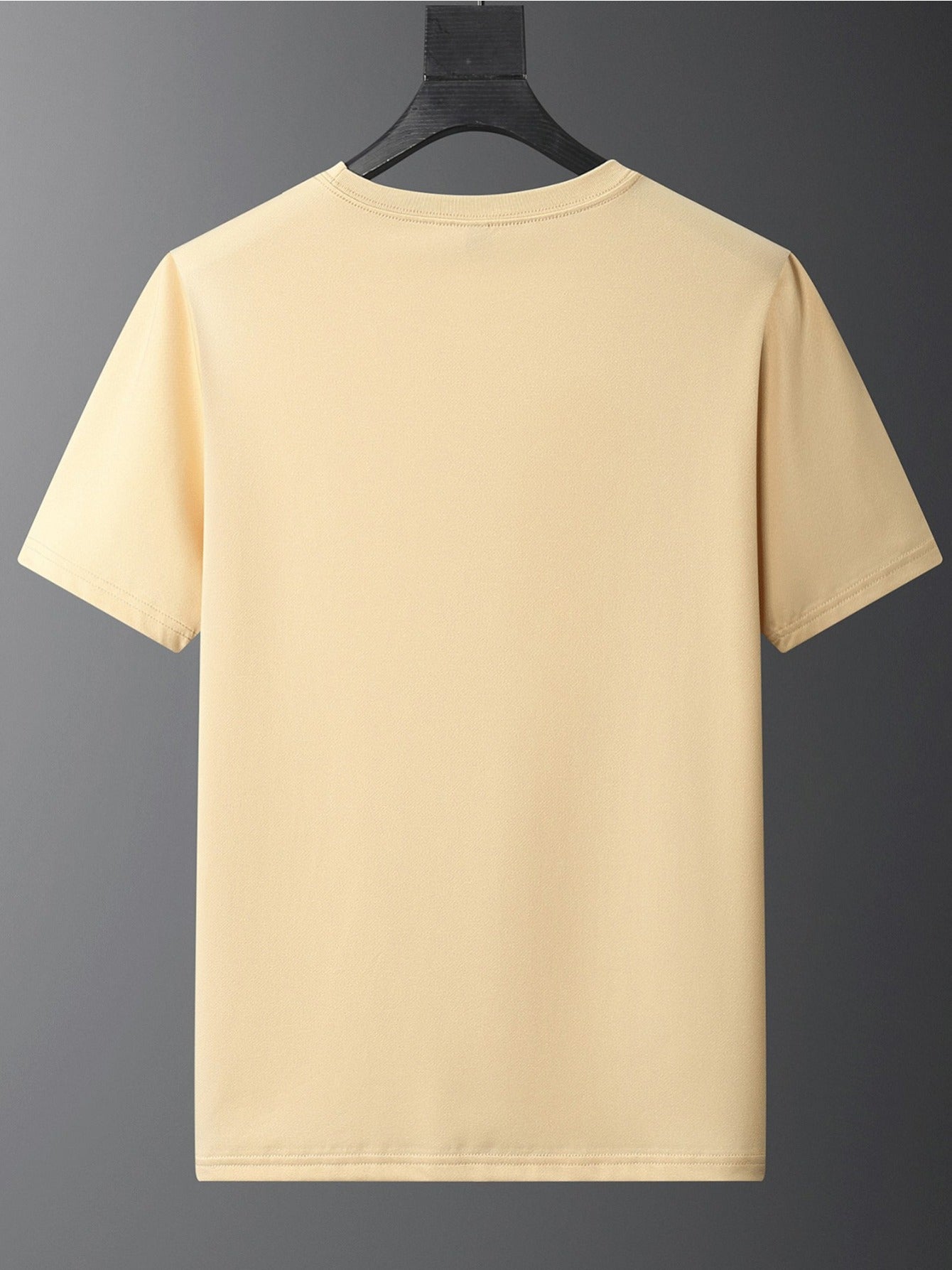 Men'S Casual Crew Neck T-Shirt with "Never Give Up" Print, Polyester Knit Fabric, Slight Stretch, Regular Fit, Summer Short Sleeve Tee for Daily Wear