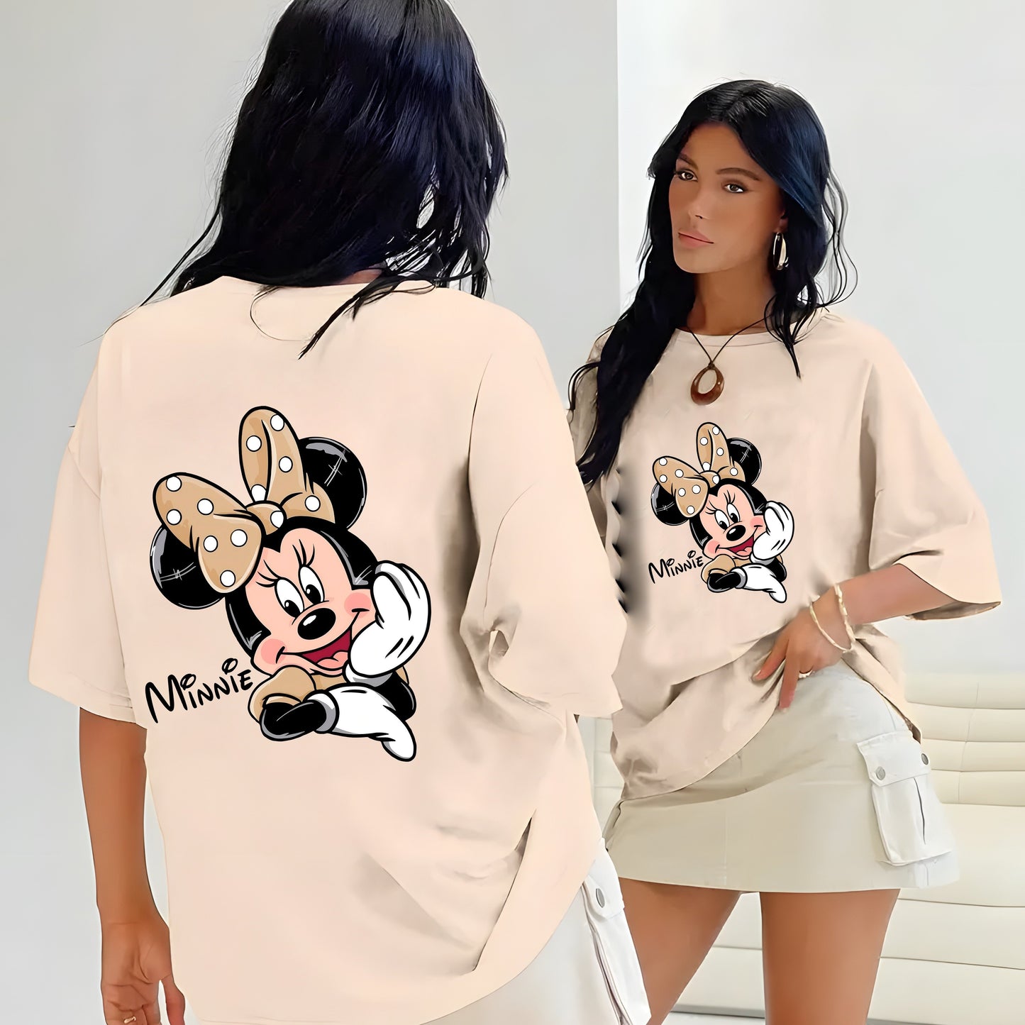 Disney Women's Minnie Mouse Graphic T-Shirt - Red Casual Short Sleeve Summer Top with Polka Dot Bow Design, Lightweight Machine-Washable Tee for Disney Fans, Perfect Gift, Disney Shirt, Playful Design, Comfortable Fit
