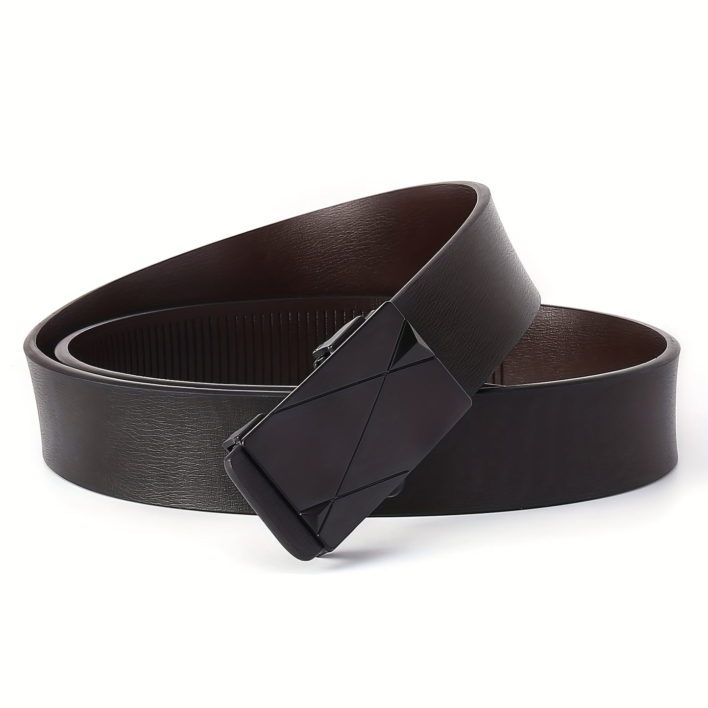 Տղամարդկանց Luxury Automatic Buckle Faux Leather Belt - Խնամված սև ոսկեգույն երկրաչափական ճարմանդով, Business Casual Style, Հարմարավետության համար հարմարեցված հարմարեցում, Business Casual աքսեսուար | Բարդ գոտիների դիզայն | Խնամված սև ավարտ