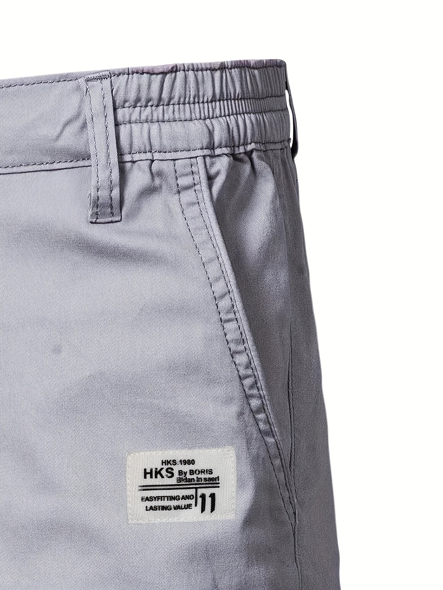 Men'S Classic Solid Color Polyester Short Pants, Casual Golf Wear, Mid Waist, Regular Fit, Slight Stretch Fabric, with Pocket