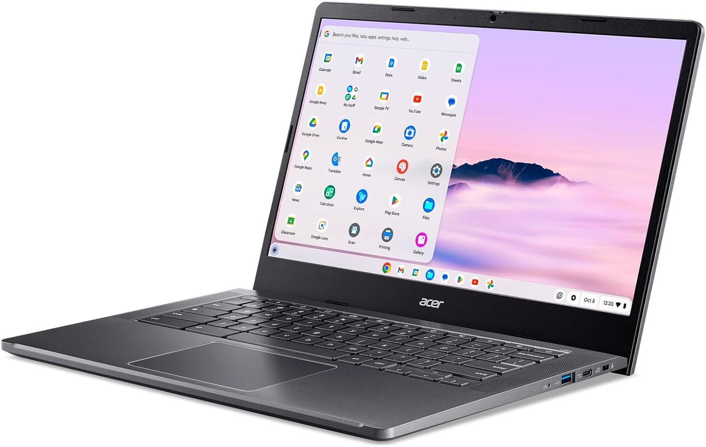 Acer Chromebook plus 514 Laptop with Google AI – 14" Full HD 1920 X 1080 IPS Touch Display | Intel Core I3-N305 | 8GB LPDDR5 | 128GB SSD | Wi-Fi 6E | FHD Camera | Chrome OS | CB514-4HT-375Z
