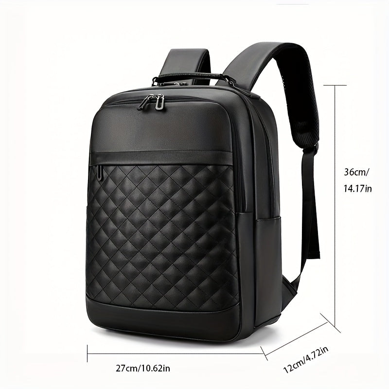 Classic -patterned business backpack, suitable for both men and women. Crafted with high-quality materials, featuring a simple yet elegant design with refined zipper details and spacious compartmentalized storage to showcase