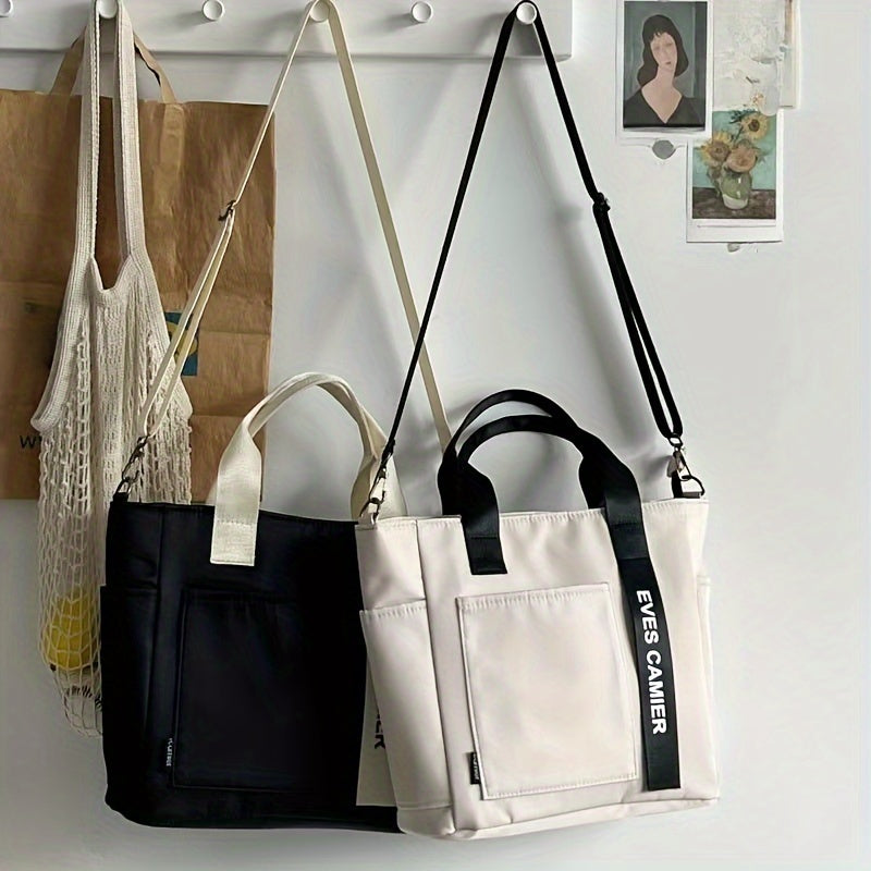 Multi-Pocket Tote Bag, Crossbody Travel And Work Shoulder Bag, Portable And Durable With Adjustable Strap For School And Daily Use