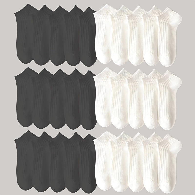 10/20/30/50 Pairs of Socks Spring/Summer Sweat Absorbing Men's and Women's Style Small White Socks Simple and Versatile High-looking Short Socks Boat Socks