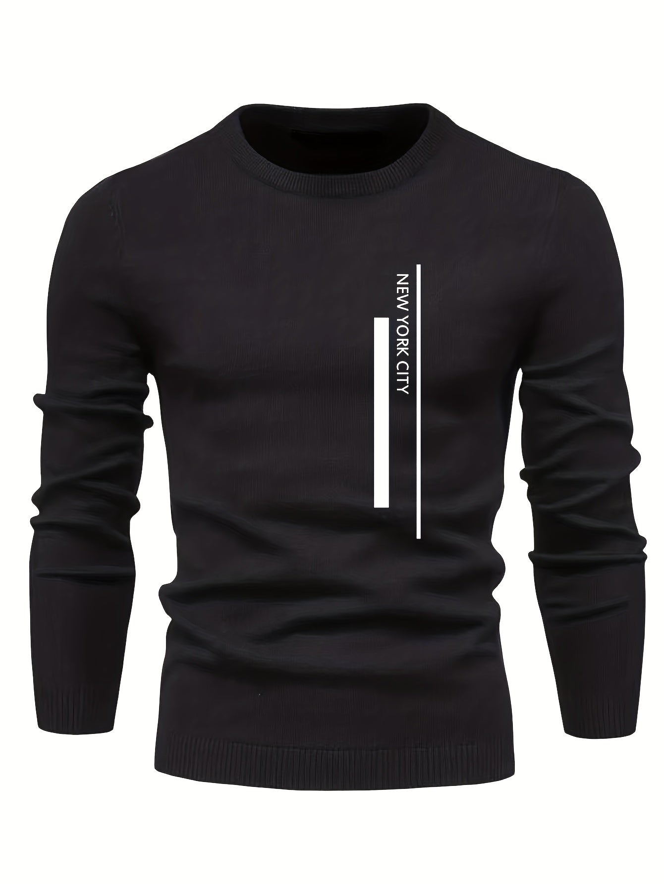 2023 New Cross-border Autumn and Winter Men's Round Neck Random Print Round Neck Knitted Sweater
