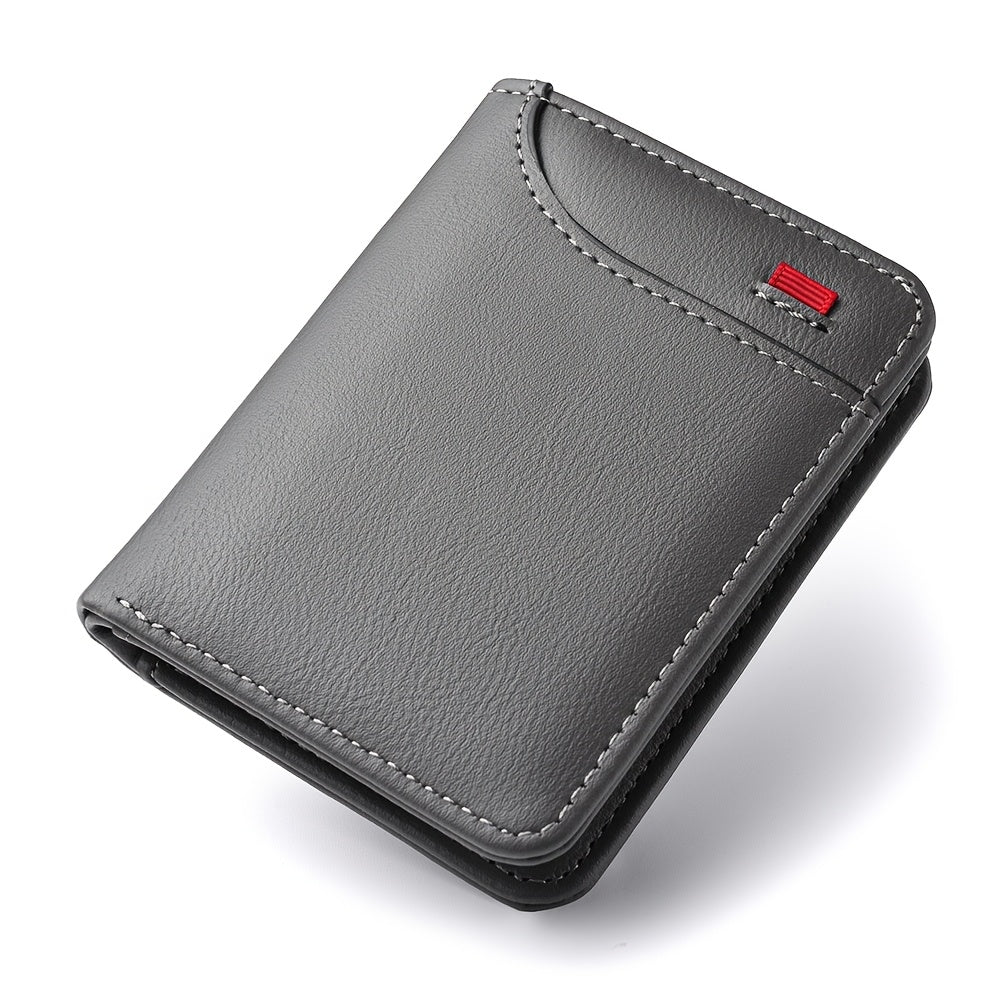 1pc Men'S Vintage Faux Leather Credit Card Wallet, Slim and Soft Design, Multiple Card Slots, Business Style Driver'S License Card Holder, Travel Zero Wallet