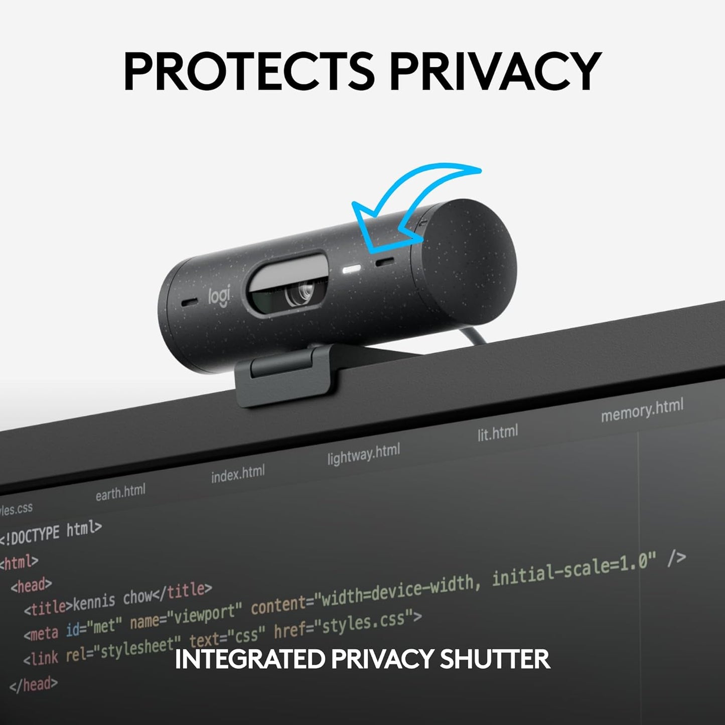 Logitech Brio 505 Full HD Webcam with Auto Light Correction, Auto-Framing, Show Mode, Dual Noise Reduction Mics, Privacy Shutter - Works with Microsoft Teams, Google Meet, Zoom, TAA Compliant