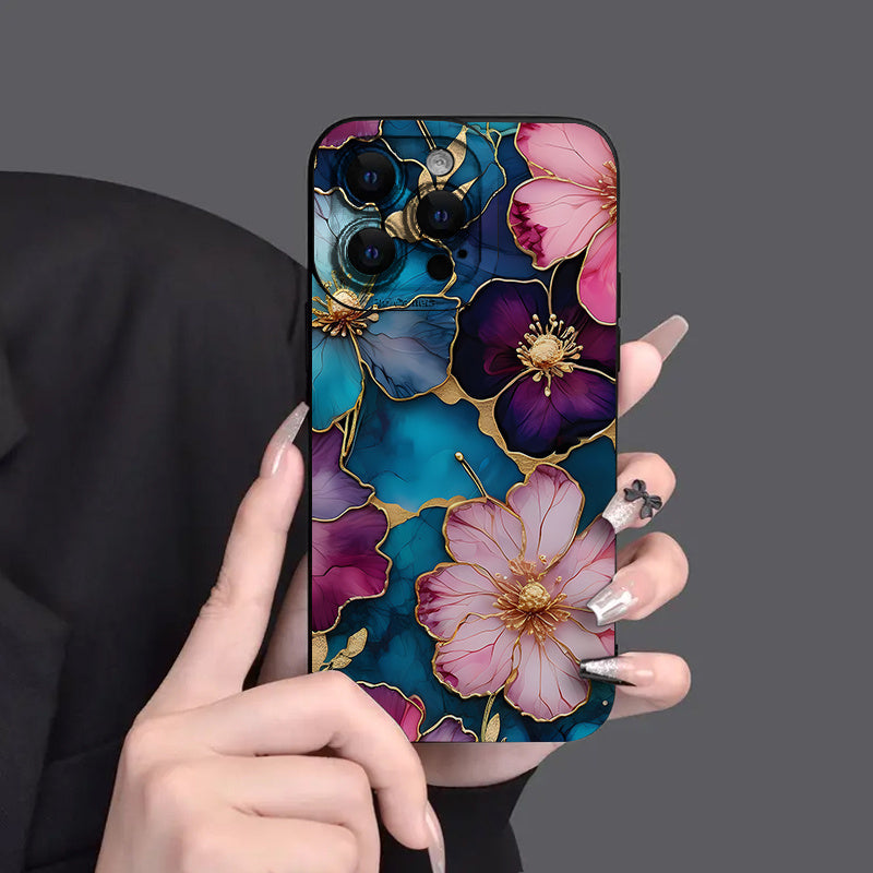 1 հատ Նոր Creative Fashion Glass Flower Design բջջային հեռախոսի պատյան, հարմար է iPhone 16 15 14 13 12 11 X Pro Max Plus Mini բջջային հեռախոսի պատյան, ամբողջական ոսպնյակի պաշտպանություն TPU փափուկ բջջային հեռախոսի պատյան