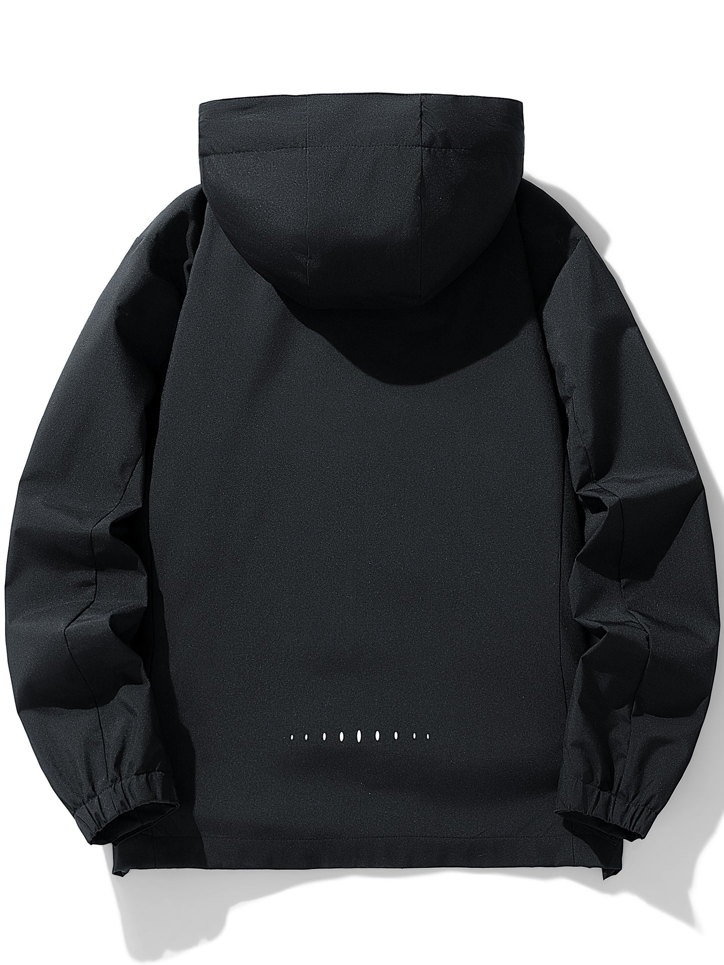 Men's Hooded Casual Windbreaker Jacket - 100% Polyester, Non-Stretch Woven Fabric, Long Sleeve, Regular Length, Alphabet Pattern, Zippered Pockets, Detachable Hood - All-Season Outdoor Lightweight Coat