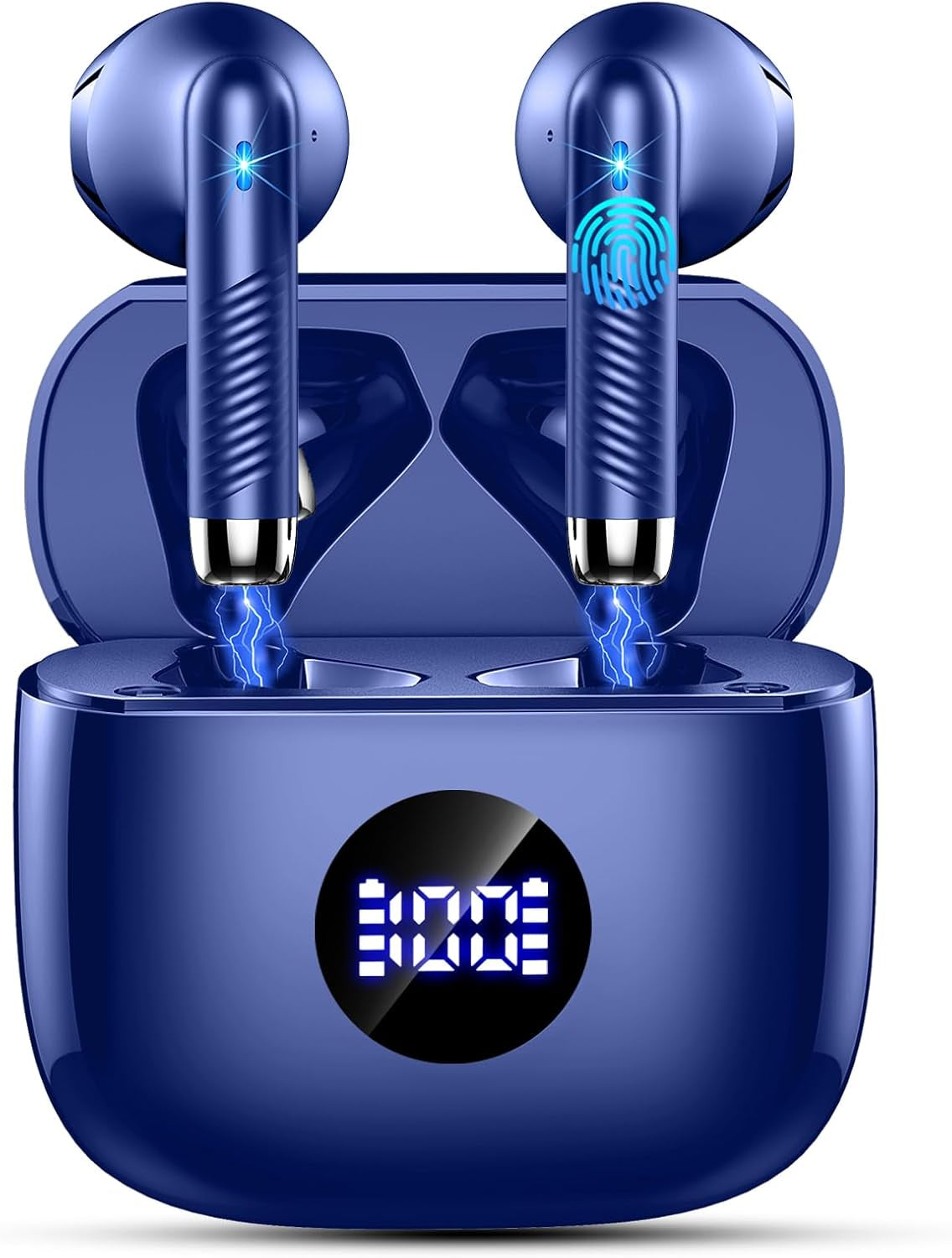 Wireless Earbuds, Bluetooth 5.4 Headphones Hifi Stereo, in Ear Earphones with 4 ENC Noise Cancelling Mics, 40H Playback Ear Buds with Mini Case, IP7 Waterproof Headset with LED Display, USB C Charging