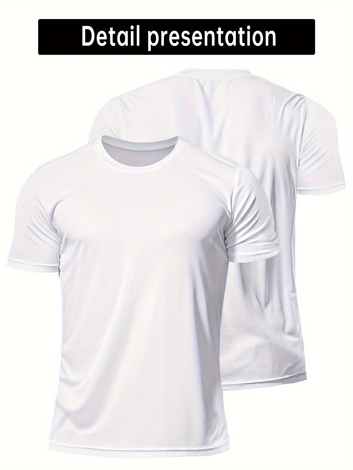 Men's Solid Sports T-shirt, Active Breathable Short Sleeve Slim-fit Crew Neck Tee, Men's Clothing For Outdoor