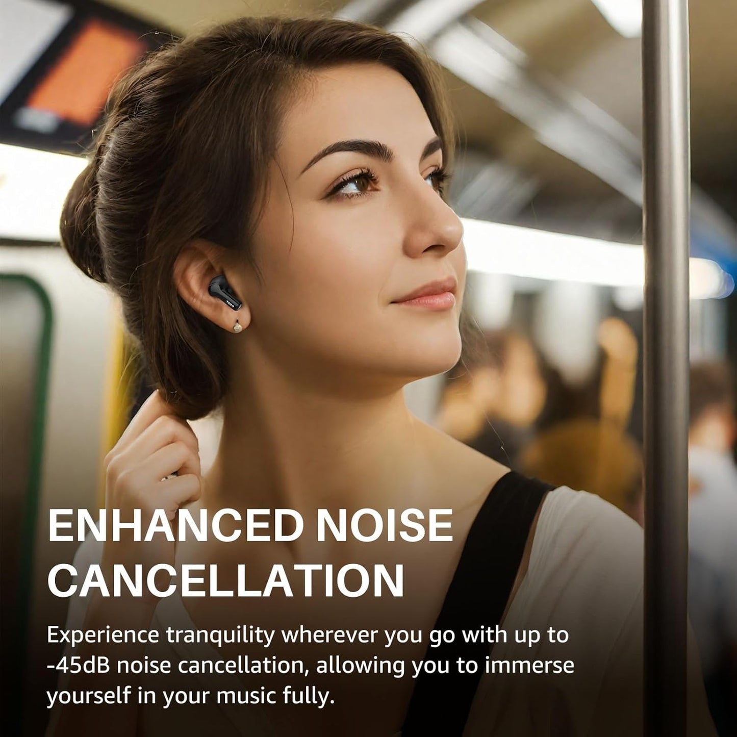 TOZO Hybrid Active Noise Cancelling Wireless Earbuds with 6 Mics AI Clear Call Ear Buds 55H Playtime with LED Display 32 Preset Eqs via APP Bluetooth 5.3 IPX8 Waterproof in Ear Headphones