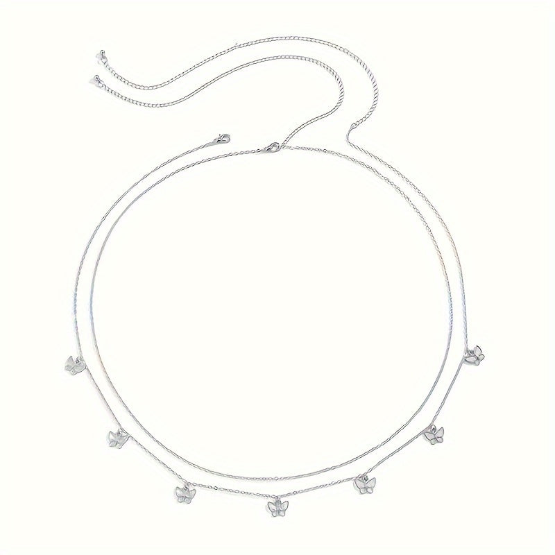 A Set Of 2 Fashionable Golden Butterfly Waist Chains, Suitable For Women To Wear As Sexy Belly Body Jewelry For Daily Use Or As A Gift.