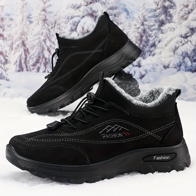 Men's Warm and Comfortable Winter Snow Shoes - Non-Slip Ankle Boots for Outdoor Hiking and Trekking with Plush Lining