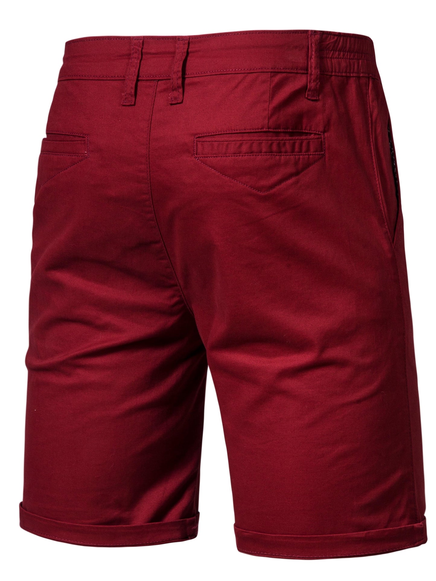 Men's Classic Fit Cotton Twill Flat Front Solid Chino Short With Slant Pockets And Elastic Waist