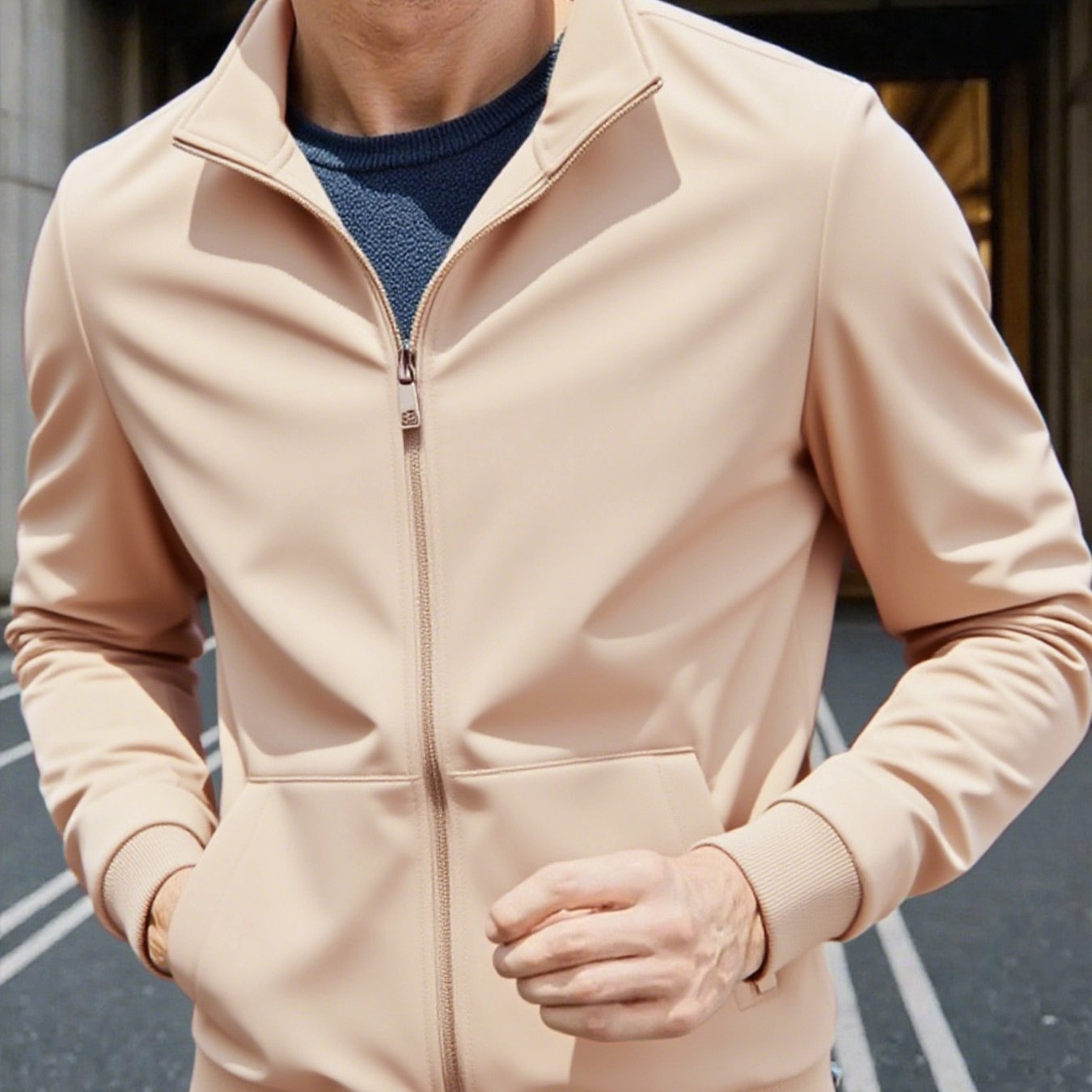 Men'S Lightweight Zip-Up Jacket - Stand Collar Windproof Coat with Full-Zip Closure, Front Pockets - Gym, Hiking, Casual Outerwear - Easy-Care Zipper Jacket for Everyday & Active Lifestyles, Gym Wear, Sleek Design, Durable Co