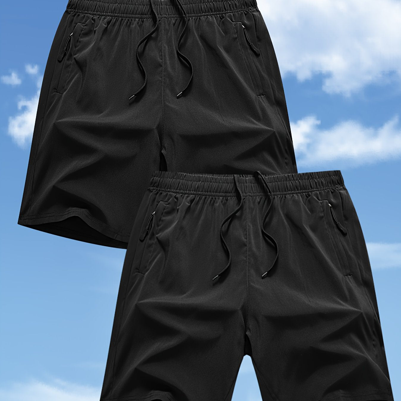 Men'S Summer Shorts in a Set of Two, Loose-Fitting, Breathable, Solid Color, Quick-Drying, Lightweight And Trendy.