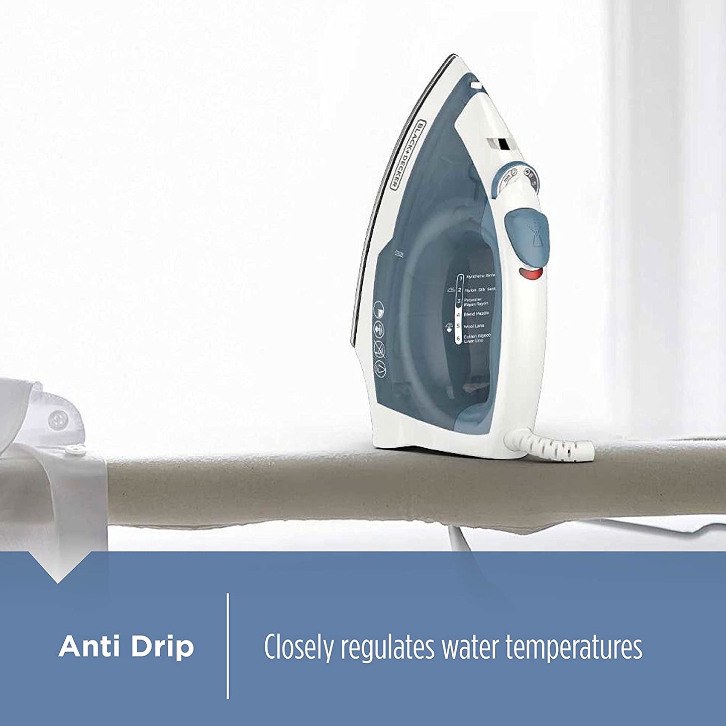 BLACK+DECKER Easy Steam Compact Iron for Clothes, Automatic Shutoff, Nonstick Plate, Light Weight, 1200 Watts