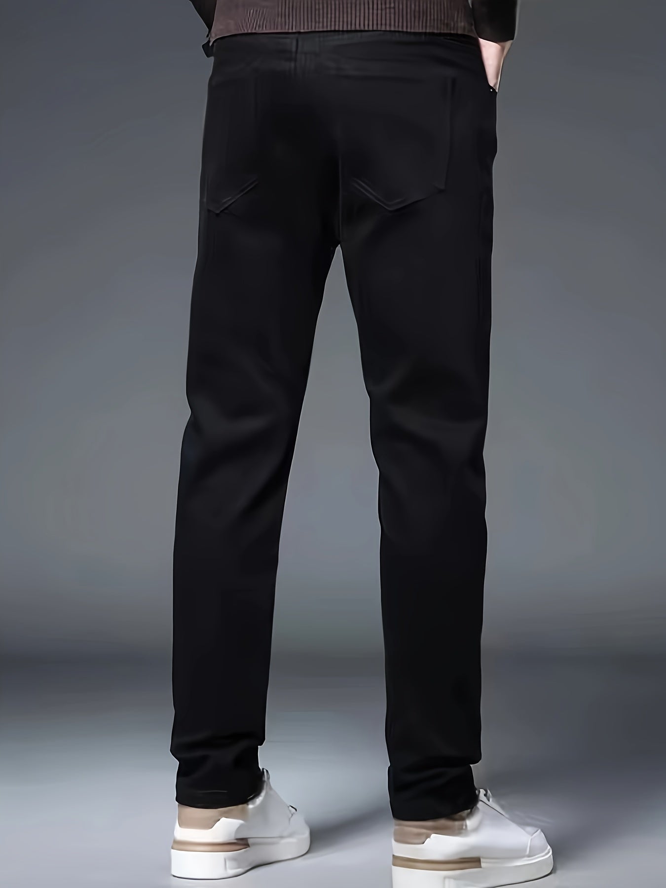 Men's Solid Regular Fit And Cuffed Dress Pants With Pockets, Casual And Chic Pants For Spring And Autumn Business And Formal Occasions, Old Money Style