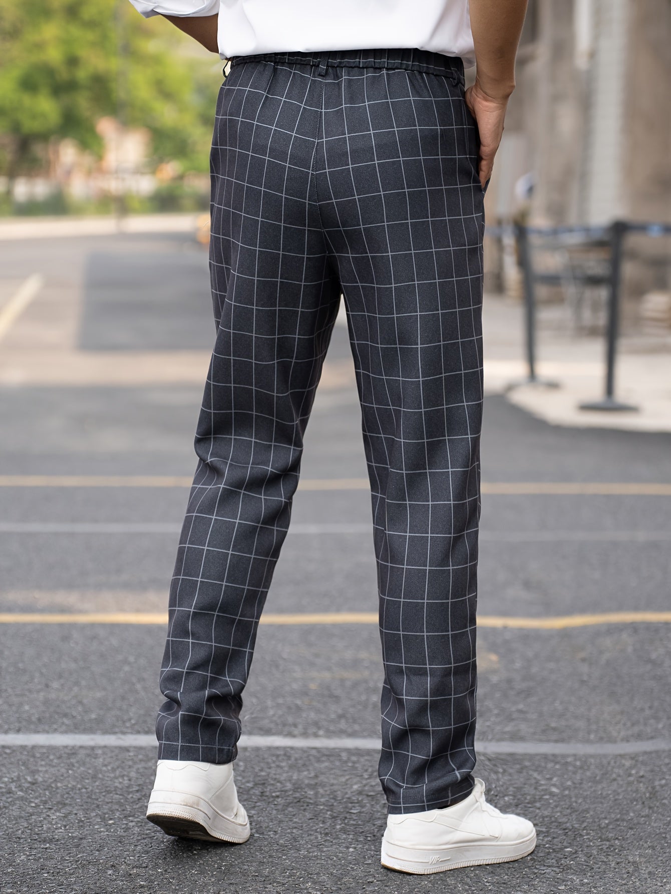 Men's Suit Pants With Plaid Design, Regular Fit And Cuffed Casual Bottoms For Business And Formal Occasions, Suitable For All Seasons