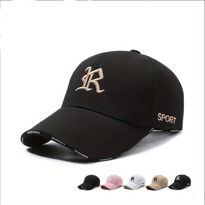 1pc 3D Embroidered Letter Baseball Cap, Soft Polyester Sports Hat, Hand Washable, Adjustable, Breathable, UV Protection, Unisex for Cycling, Golf, Outdoor Activities - Ideal for Holidays