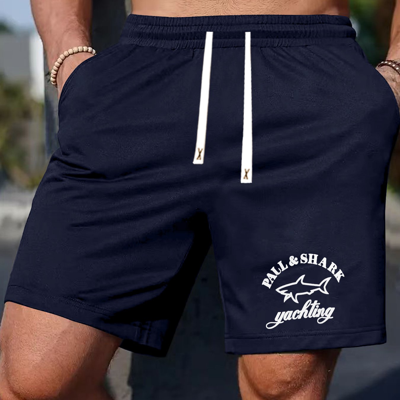 Men'S Stylish Print Shorts with Yacht Patterns, Drawstring Casual Summer Shorts.
