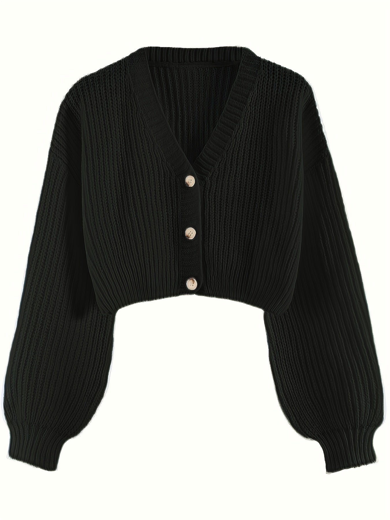 Elegant Drop Shoulder Women's Knit Cardigan with Contrasting Buttons - Long Sleeve, Ribbed Detail, Polyester, Perfect for Fall/Winter
