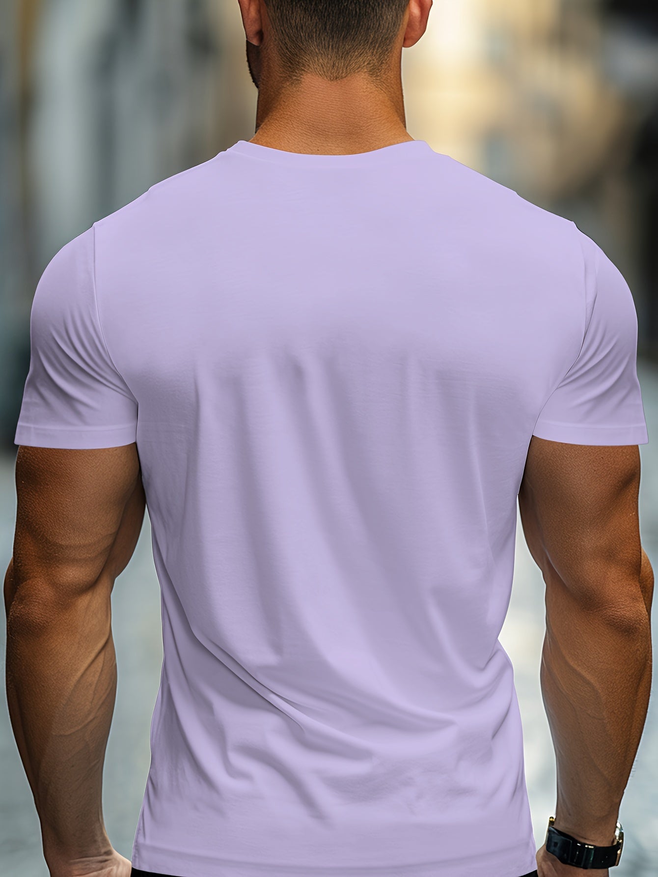 Men'S Casual Crew Neck T-Shirt with Trendy English Print, 95% Polyester 5% Elastane, Slight Stretch Knit Fabric, Regular Fit, Summer Wear - MBDMBD