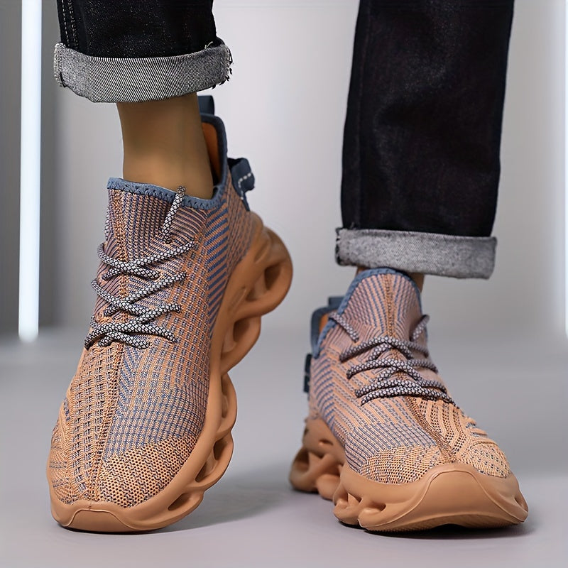 Breathable Knit Sneakers - Summer Height-Boosting Running Shoes | Fashionable & Casual Lace-Up Athletic Footwear for Men and Women | Durable EVA Sole | Perfect for Outdoor Activities | Black, White, Red, Summer Running Shoes|