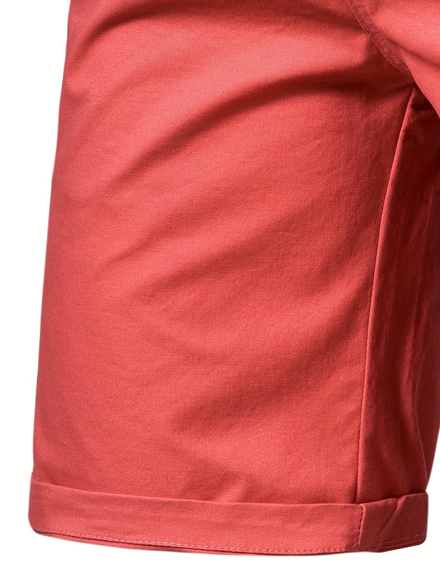 Men's Classic Fit Cotton Twill Flat Front Solid Chino Short With Slant Pockets And Elastic Waist
