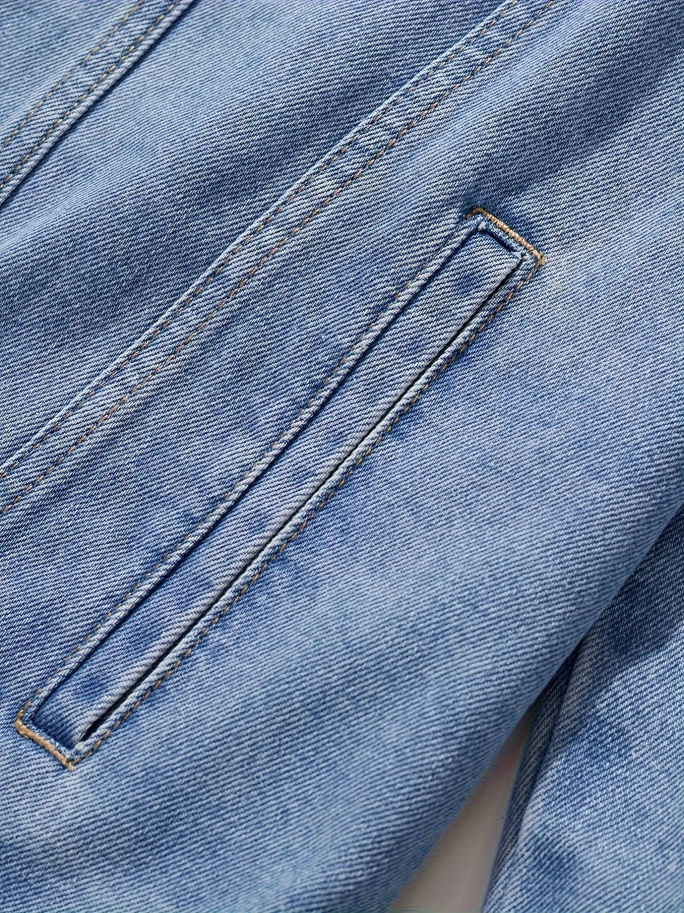 Men's Chic Washed Denim Jacket, Casual Street Style Button Up Contrast Stitching Jacket For Fall Winter