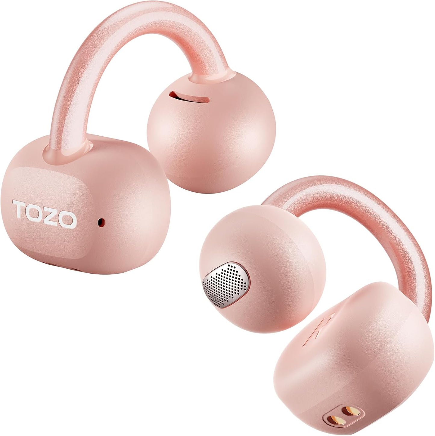 TOZO Openearring True Open Ear Headphones, Lightweight Comfort Open Ear Clip Wireless Earbuds, 40H Play Bluetooth 5.4 Headphones with Smart Digital Display Design Fit Sports Running, Workout Black