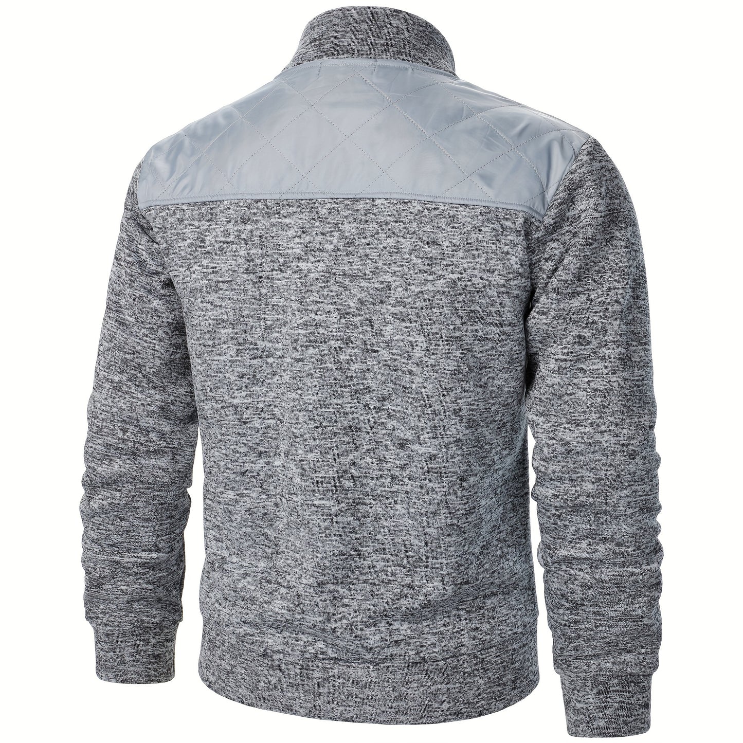 Men's Blocking Quilted Jacket For Spring And Autumn, Casual Stylish Outdoor Stand Collar Coat As Gift