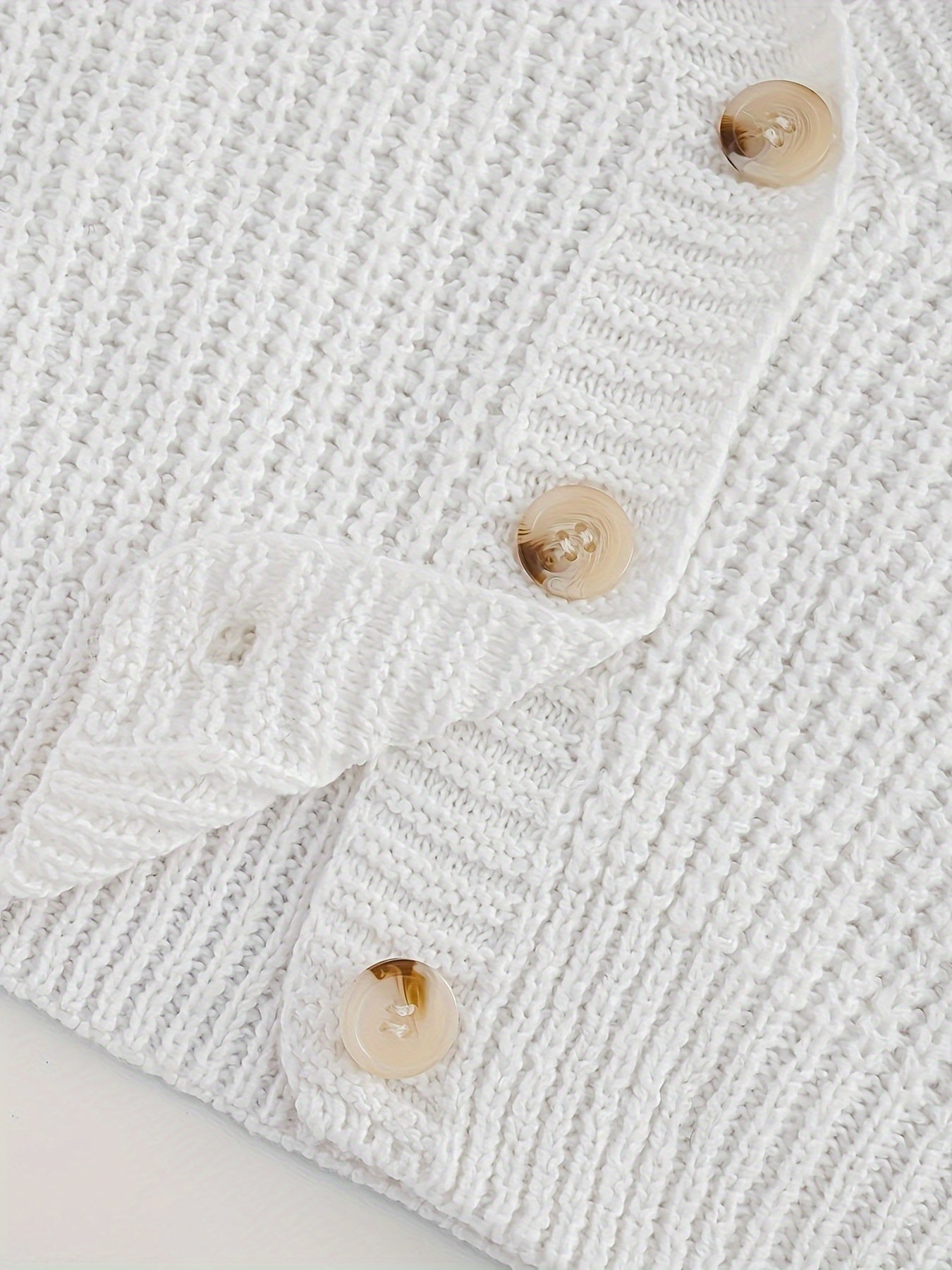Elegant Drop Shoulder Women's Knit Cardigan with Contrasting Buttons - Long Sleeve, Ribbed Detail, Polyester, Perfect for Fall/Winter