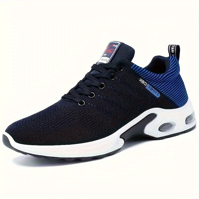 Men'S Breathable Mesh Air Cushion Sneakers - Durable Lace-Up Running Shoes with PVC Sole, Fabric Inner & Upper, for Outdoor Sports and Casual Wear, Low-Top Design, All-Season Comfort, Allseason Running Shoes|Modern Casual Sho